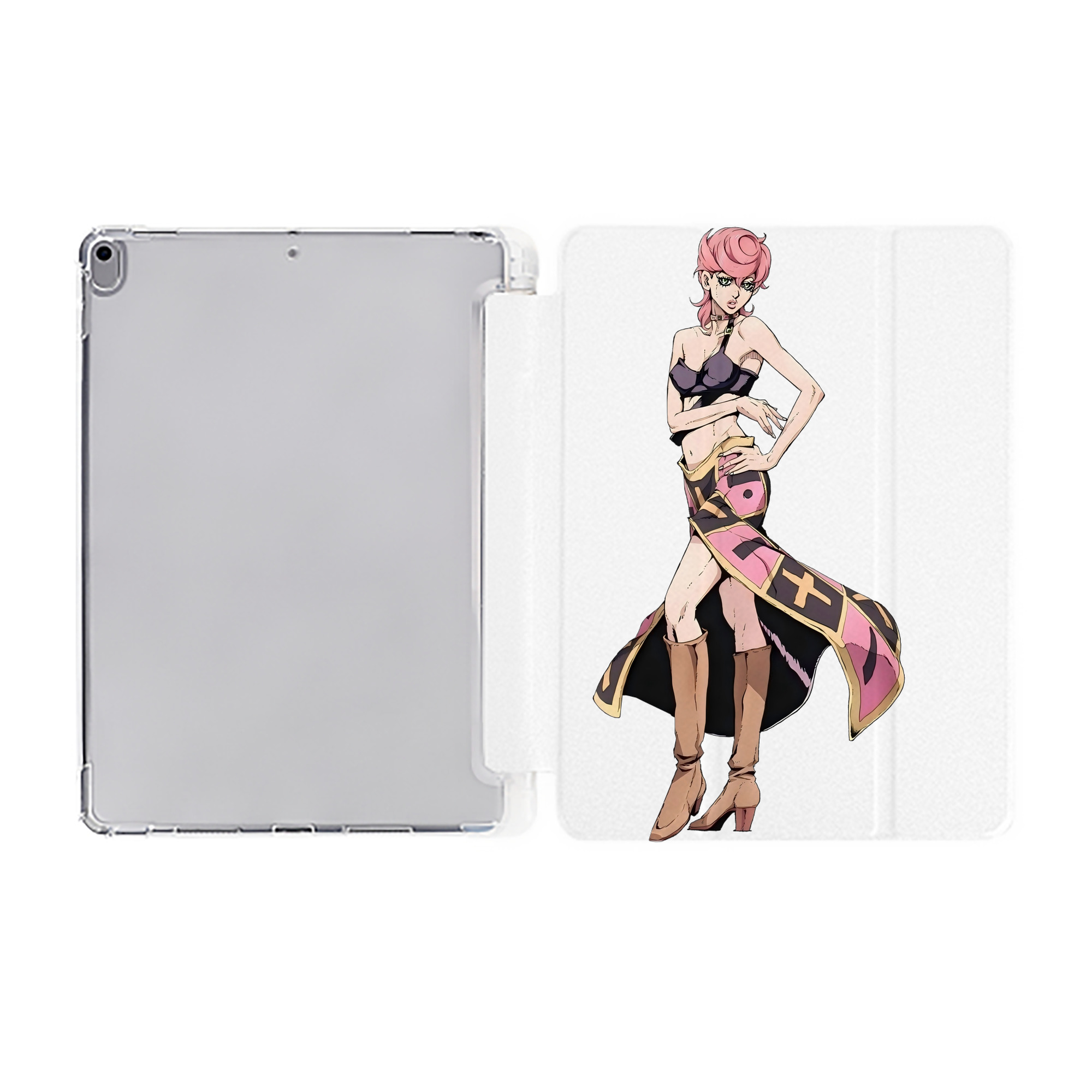 （画像用） ジョジョの奇妙な冒険 トリッシュ?ウナ JoJo's Bizarre Adventure Trish Una IPad ケース ペン収納付き 三つ折りスタンド PUレザー×シリコン 対応機種9.5/10.5/10.9インチ